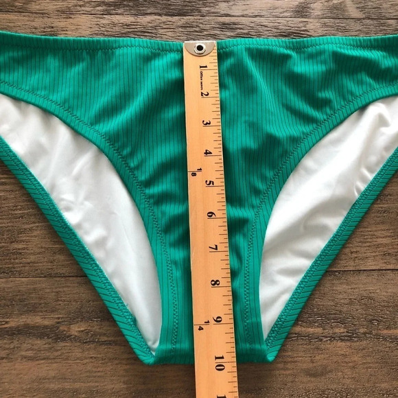 NWT Shade & Shore size XL 16-18 Green Ribbed Bikini Bottom Low Coverage Cheeky - Picture 4 of 6